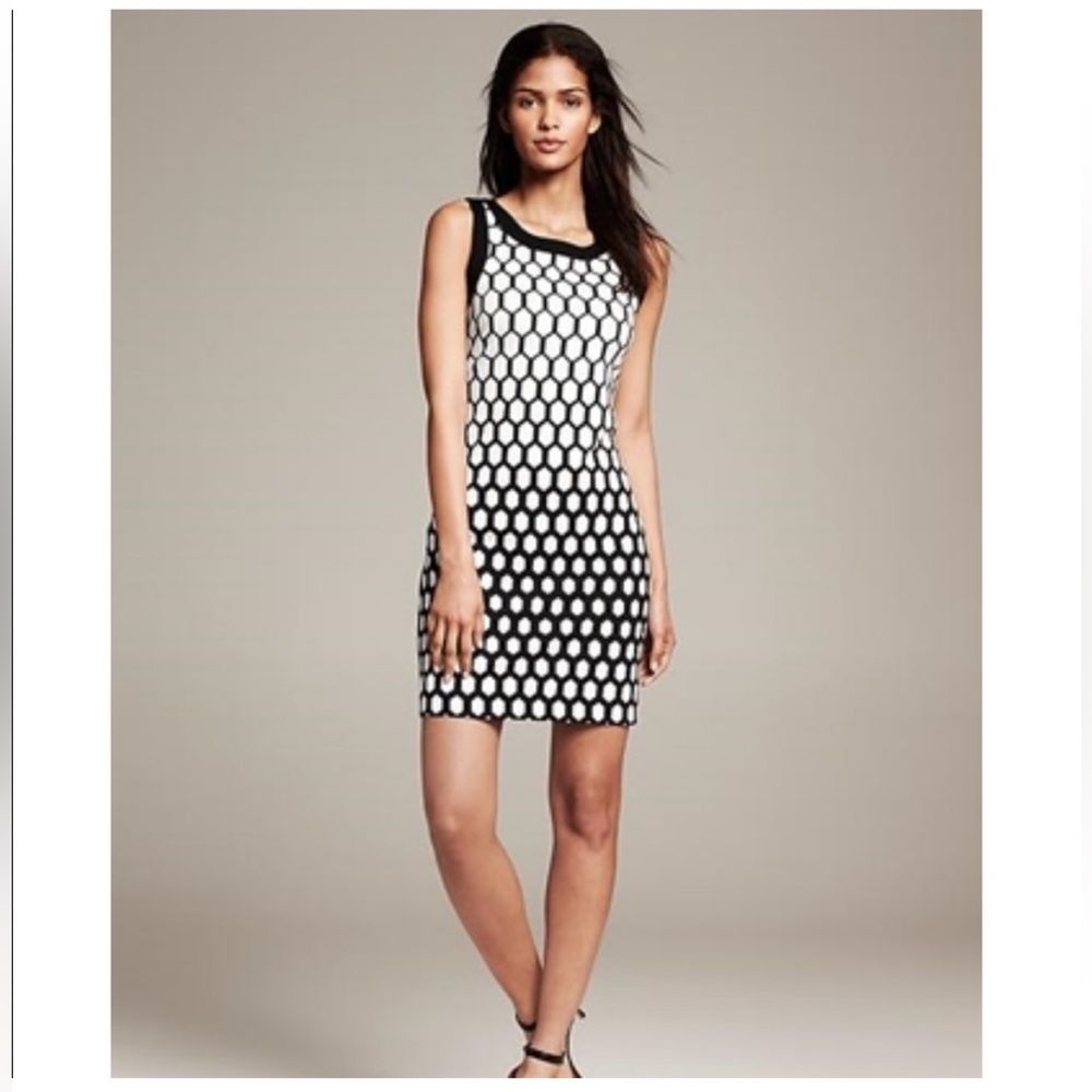 Banana Republic black and white honeycomb dress